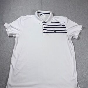 IZOD Golf Men XL White Performance Polo Shirt Striped Chest Logo Short Sleeve